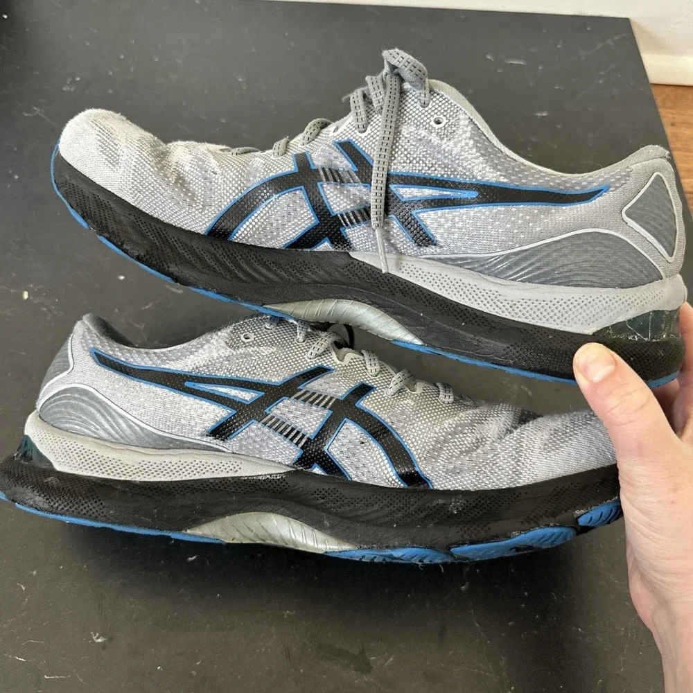 Asics Gel-Nimbus 23 1011B004 Gray Blue Men's US 12.5 Running Shoes Jog Sneakers - Picture 6 of 11